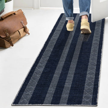 Nautisk Trellis Stripe Machine-washable Area Rug
